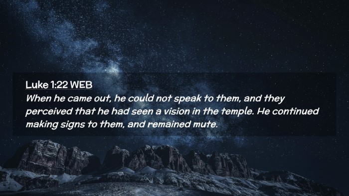 Picture 02 - Luke 1:22 WEB Desktop Wallpaper - When he came out, he could not speak to them, and - Desktop Bible Verse Wallpaper