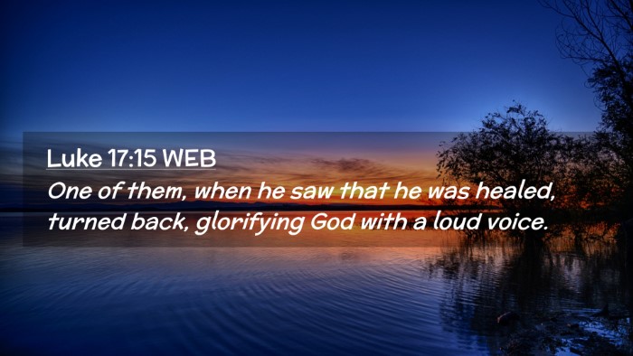 Picture 02 - Luke 17:15 WEB Desktop Wallpaper - One of them, when he saw that he was healed, - Desktop Bible Verse Wallpaper