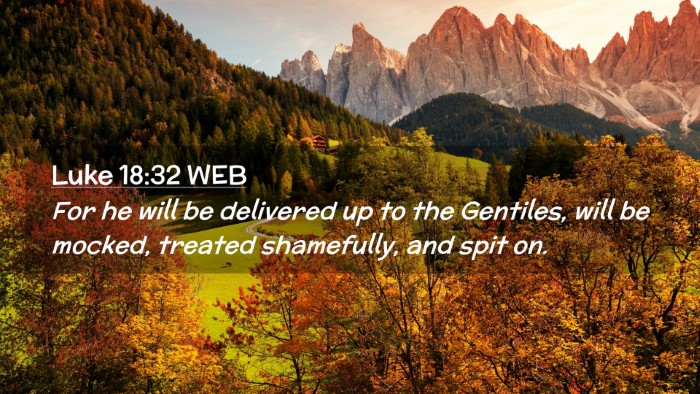 Picture 02 - Luke 18:32 WEB Desktop Wallpaper - For he will be delivered up to the Gentiles, will - Desktop Bible Verse Wallpaper