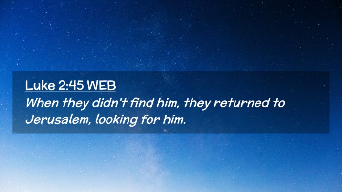Picture 02 - Luke 2:45 WEB Desktop Wallpaper - When they didn't find him, they returned to - Desktop Bible Verse Wallpaper