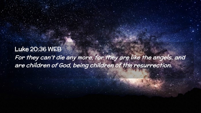 Picture 02 - Luke 20:36 WEB Desktop Wallpaper - For they can't die any more, for they are like - Desktop Bible Verse Wallpaper