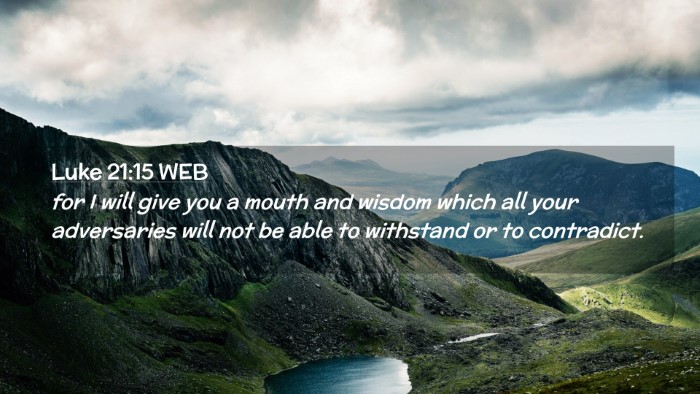 Picture 02 - Luke 21:15 WEB Desktop Wallpaper - for I will give you a mouth and wisdom which all - Desktop Bible Verse Wallpaper