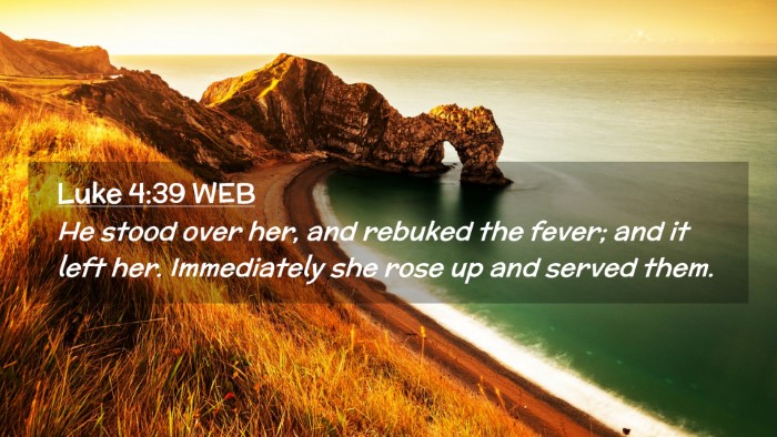 Picture 02 - Luke 4:39 WEB Desktop Wallpaper - He stood over her, and rebuked the fever; and it - Desktop Bible Verse Wallpaper