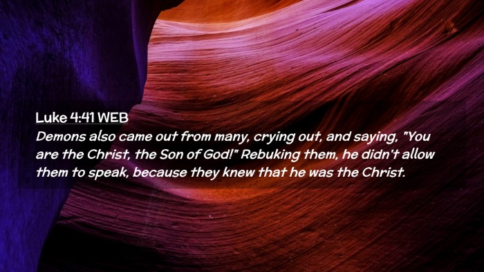 Picture 02 - Luke 4:41 WEB Desktop Wallpaper - Demons also came out from many, crying out, and - Desktop Bible Verse Wallpaper