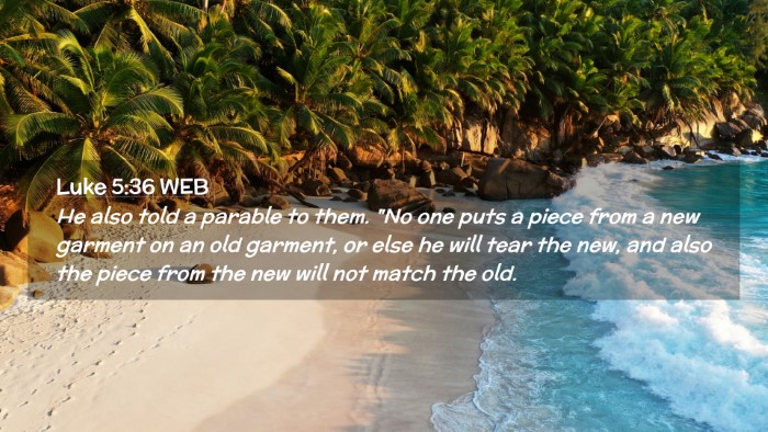 Picture 02 - Luke 5:36 WEB Desktop Wallpaper - He also told a parable to them. 