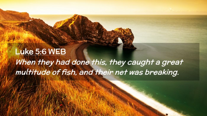 Picture 02 - Luke 5:6 WEB Desktop Wallpaper - When they had done this, they caught a great - Desktop Bible Verse Wallpaper