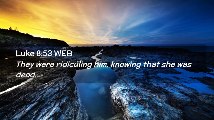 Picture 02 - Luke 8:53 WEB Desktop Wallpaper - They were ridiculing him, knowing that she was - Desktop Bible Verse Wallpaper
