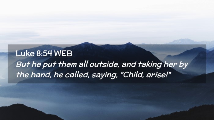 Picture 02 - Luke 8:54 WEB Desktop Wallpaper - But he put them all outside, and taking her by - Desktop Bible Verse Wallpaper