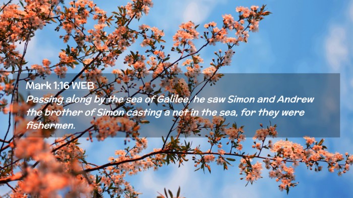 Picture 02 - Mark 1:16 WEB Desktop Wallpaper - Passing along by the sea of Galilee, he saw Simon - Desktop Bible Verse Wallpaper