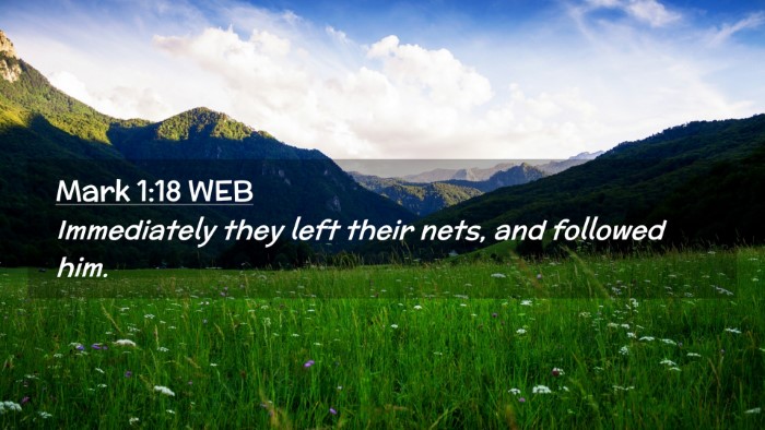 Picture 02 - Mark 1:18 WEB Desktop Wallpaper - Immediately they left their nets, and followed - Desktop Bible Verse Wallpaper