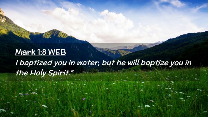 Picture 02 - Mark 1:8 WEB Desktop Wallpaper - I baptized you in water, but he will baptize you - Desktop Bible Verse Wallpaper