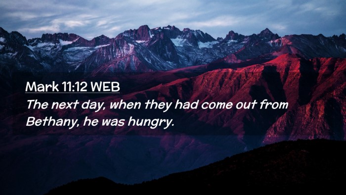 Picture 02 - Mark 11:12 WEB Desktop Wallpaper - The next day, when they had come out from - Desktop Bible Verse Wallpaper