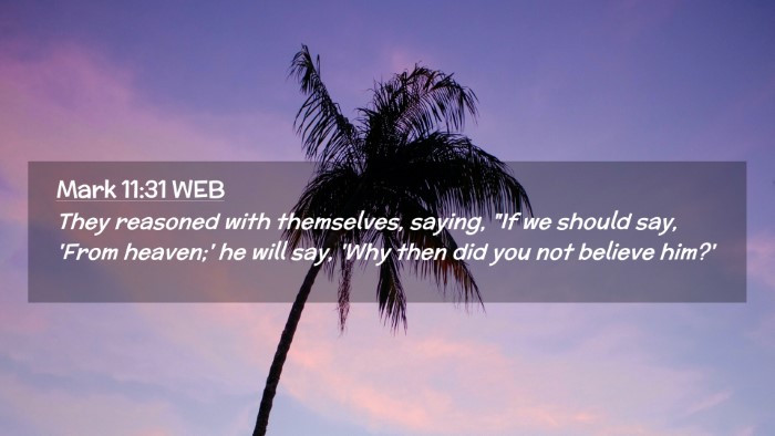Picture 02 - Mark 11:31 WEB Desktop Wallpaper - They reasoned with themselves, saying, 