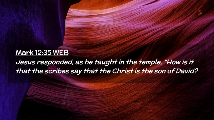 Picture 02 - Mark 12:35 WEB Desktop Wallpaper - Jesus responded, as he taught in the temple, 