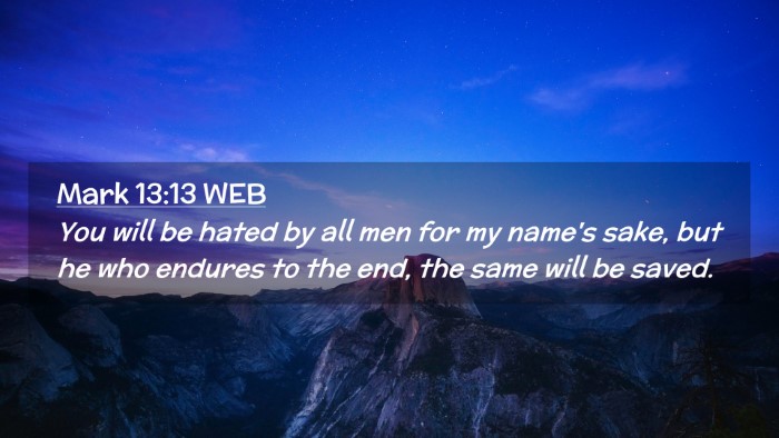 Picture 02 - Mark 13:13 WEB Desktop Wallpaper - You will be hated by all men for my name's sake, - Desktop Bible Verse Wallpaper