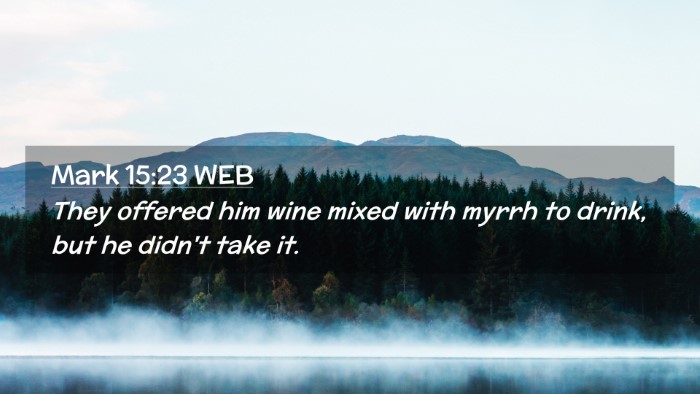 Picture 02 - Mark 15:23 WEB Desktop Wallpaper - They offered him wine mixed with myrrh to drink, - Desktop Bible Verse Wallpaper