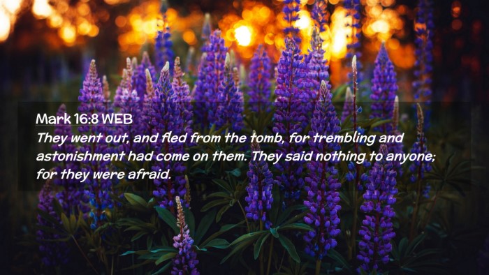 Picture 02 - Mark 16:8 WEB Desktop Wallpaper - They went out, and fled from the tomb, for - Desktop Bible Verse Wallpaper