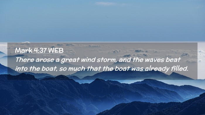 Picture 02 - Mark 4:37 WEB Desktop Wallpaper - There arose a great wind storm, and the waves - Desktop Bible Verse Wallpaper