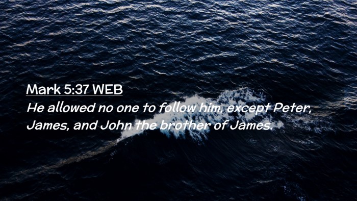 Picture 02 - Mark 5:37 WEB Desktop Wallpaper - He allowed no one to follow him, except Peter, - Desktop Bible Verse Wallpaper