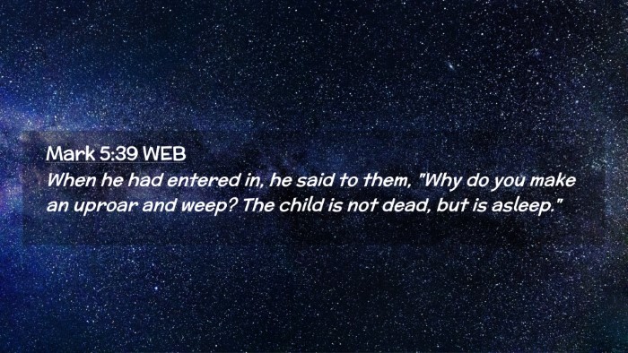Picture 02 - Mark 5:39 WEB Desktop Wallpaper - When he had entered in, he said to them, 