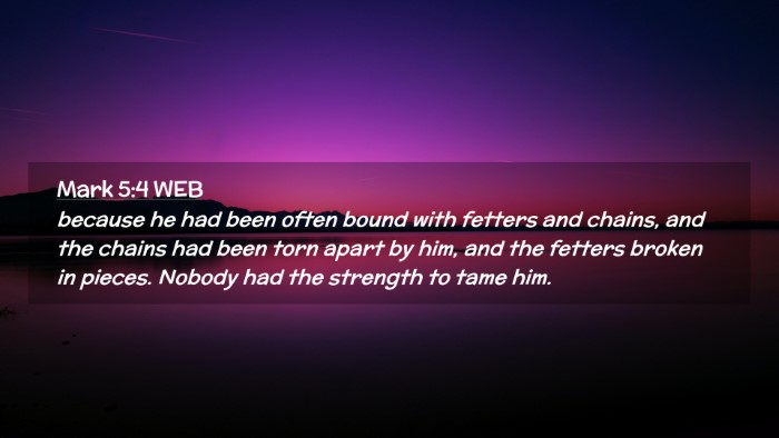 Picture 02 - Mark 5:4 WEB Desktop Wallpaper - because he had been often bound with fetters and - Desktop Bible Verse Wallpaper
