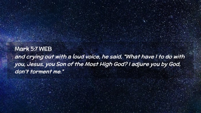Picture 02 - Mark 5:7 WEB Desktop Wallpaper - and crying out with a loud voice, he said, 