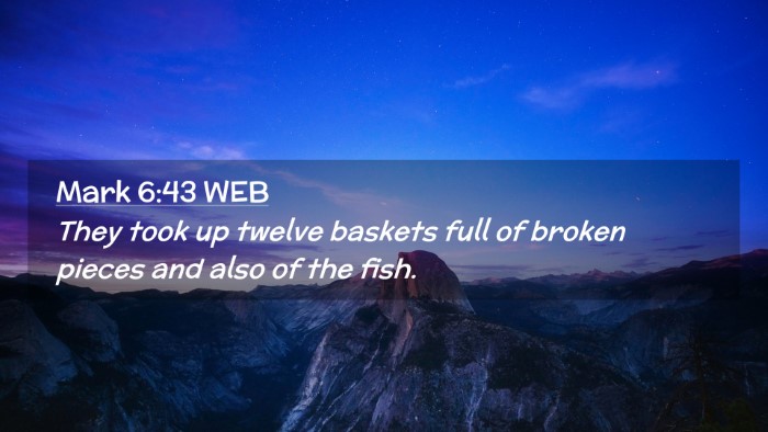 Picture 02 - Mark 6:43 WEB Desktop Wallpaper - They took up twelve baskets full of broken pieces - Desktop Bible Verse Wallpaper