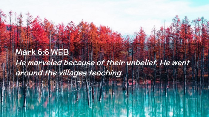 Picture 02 - Mark 6:6 WEB Desktop Wallpaper - He marveled because of their unbelief. He went - Desktop Bible Verse Wallpaper