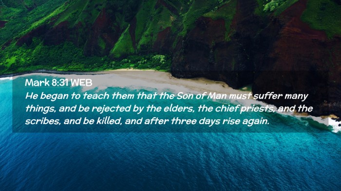 Picture 02 - Mark 8:31 WEB Desktop Wallpaper - He began to teach them that the Son of Man must - Desktop Bible Verse Wallpaper