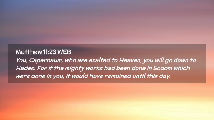 Picture 02 - Matthew 11:23 WEB Desktop Wallpaper - You, Capernaum, who are exalted to Heaven, you - Desktop Bible Verse Wallpaper
