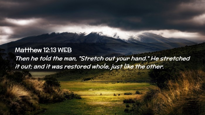 Picture 02 - Matthew 12:13 WEB Desktop Wallpaper - Then he told the man, 