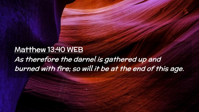 Picture 02 - Matthew 13:40 WEB Desktop Wallpaper - As therefore the darnel is gathered up and burned - Desktop Bible Verse Wallpaper