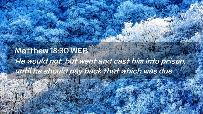 Picture 02 - Matthew 18:30 WEB Desktop Wallpaper - He would not, but went and cast him into prison, - Desktop Bible Verse Wallpaper