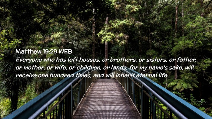 Picture 02 - Matthew 19:29 WEB Desktop Wallpaper - Everyone who has left houses, or brothers, or - Desktop Bible Verse Wallpaper