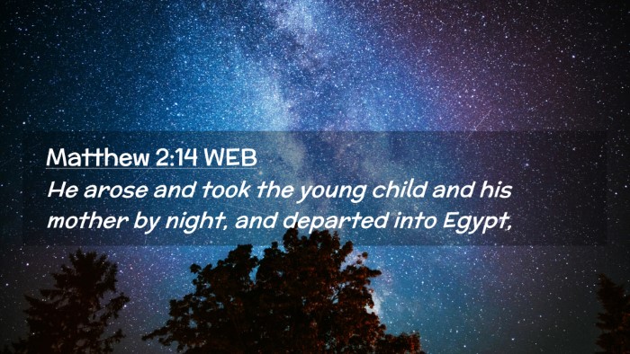 Picture 02 - Matthew 2:14 WEB Desktop Wallpaper - He arose and took the young child and his mother - Desktop Bible Verse Wallpaper