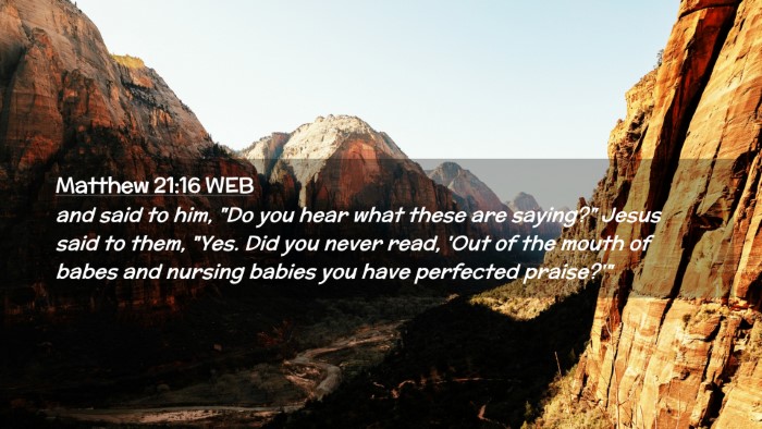 Picture 02 - Matthew 21:16 WEB Desktop Wallpaper - and said to him, 