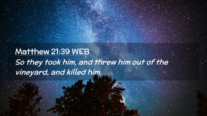 Picture 02 - Matthew 21:39 WEB Desktop Wallpaper - So they took him, and threw him out of the - Desktop Bible Verse Wallpaper