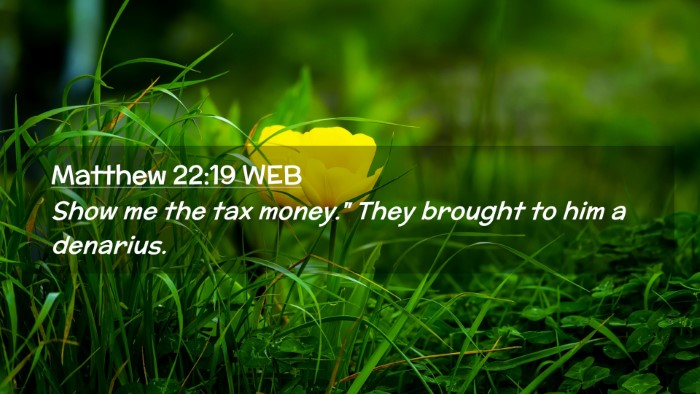 Picture 02 - Matthew 22:19 WEB Desktop Wallpaper - Show me the tax money.