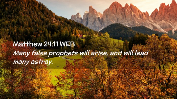 Picture 02 - Matthew 24:11 WEB Desktop Wallpaper - Many false prophets will arise, and will lead - Desktop Bible Verse Wallpaper
