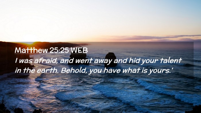 Picture 02 - Matthew 25:25 WEB Desktop Wallpaper - I was afraid, and went away and hid your talent - Desktop Bible Verse Wallpaper