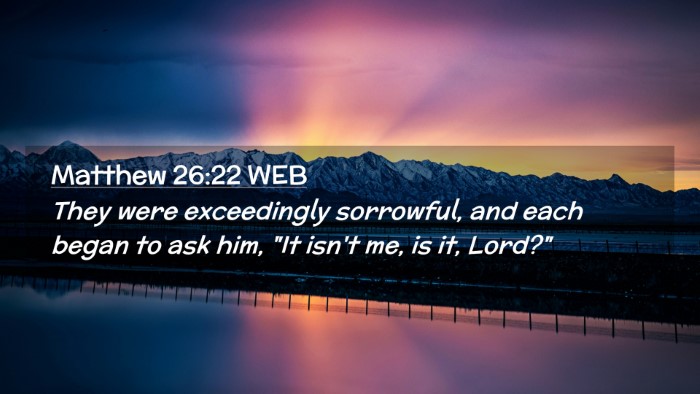 Picture 02 - Matthew 26:22 WEB Desktop Wallpaper - They were exceedingly sorrowful, and each began - Desktop Bible Verse Wallpaper