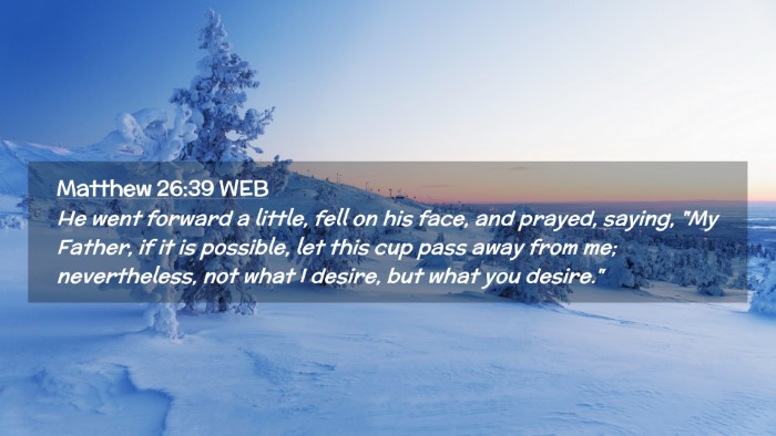 Picture 02 - Matthew 26:39 WEB Desktop Wallpaper - He went forward a little, fell on his face, and - Desktop Bible Verse Wallpaper