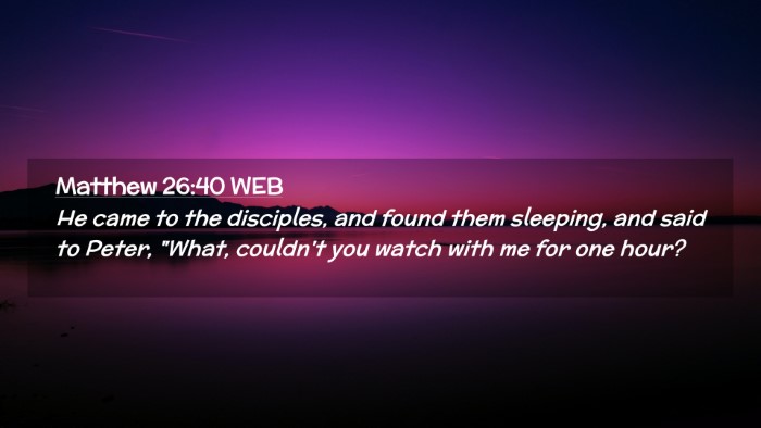 Picture 02 - Matthew 26:40 WEB Desktop Wallpaper - He came to the disciples, and found them - Desktop Bible Verse Wallpaper