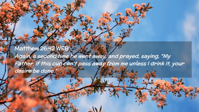 Picture 02 - Matthew 26:42 WEB Desktop Wallpaper - Again, a second time he went away, and prayed, - Desktop Bible Verse Wallpaper