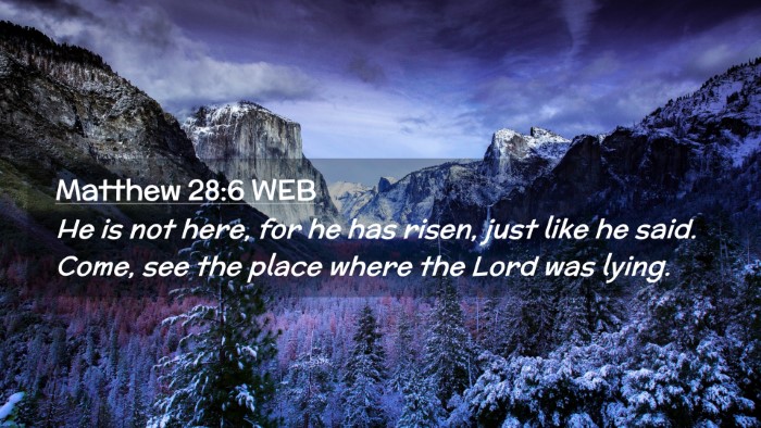 Picture 02 - Matthew 28:6 WEB Desktop Wallpaper - He is not here, for he has risen, just like he - Desktop Bible Verse Wallpaper