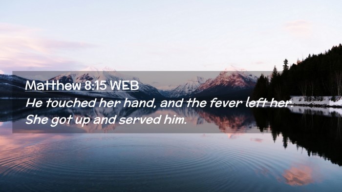 Picture 02 - Matthew 8:15 WEB Desktop Wallpaper - He touched her hand, and the fever left her. She - Desktop Bible Verse Wallpaper