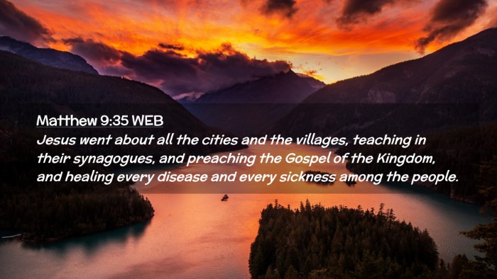 Picture 02 - Matthew 9:35 WEB Desktop Wallpaper - Jesus went about all the cities and the villages, - Desktop Bible Verse Wallpaper