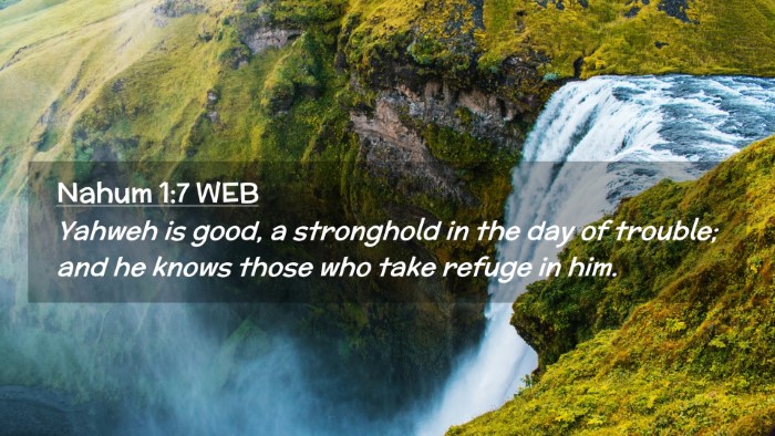 Picture 02 - Nahum 1:7 WEB Desktop Wallpaper - Yahweh is good, a stronghold in the day of - Desktop Bible Verse Wallpaper