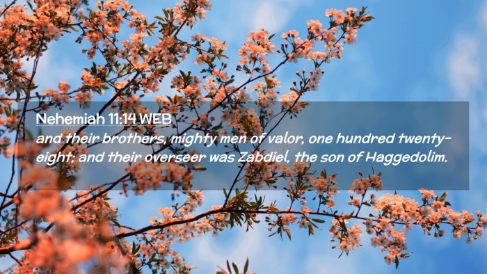 Picture 02 - Nehemiah 11:14 WEB Desktop Wallpaper - and their brothers, mighty men of valor, one - Desktop Bible Verse Wallpaper