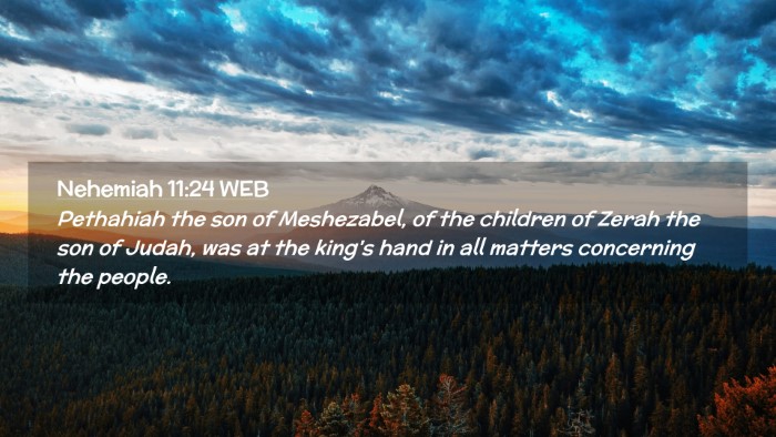 Picture 02 - Nehemiah 11:24 WEB Desktop Wallpaper - Pethahiah the son of Meshezabel, of the children - Desktop Bible Verse Wallpaper